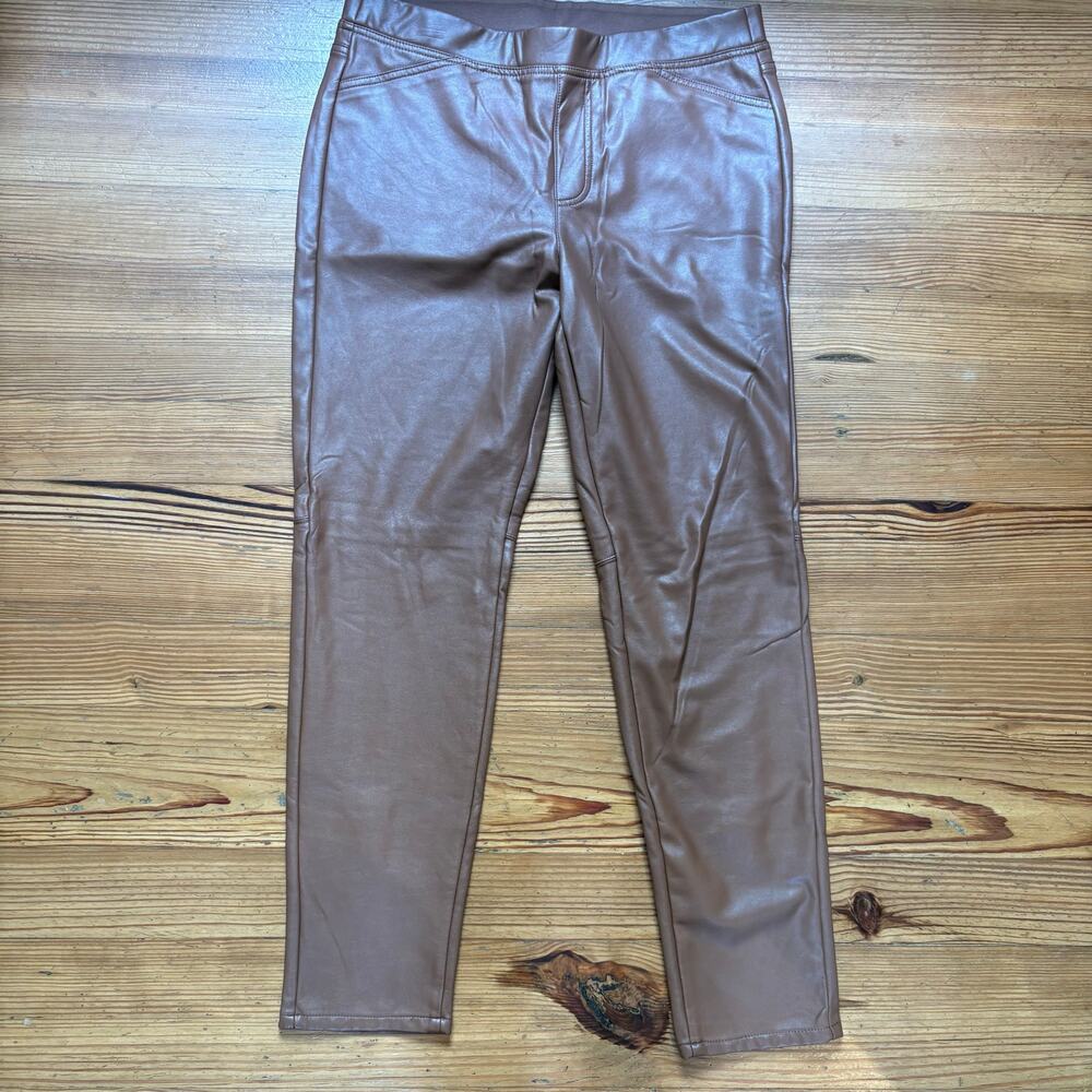 J.Jill tan beige faux leather pull on leggings pants SIZE M
